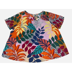Orientique Naturally Australian Top Women’s 2X Barbeyrolles Print Short Sleeve